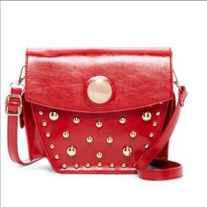 Ladies Red Studded Crossbody Handbag